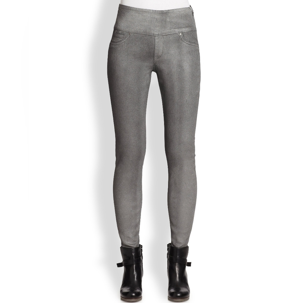 🍁SPANX Pewter Shimmer Solace Gray Waxed Jean Leggings, Size S